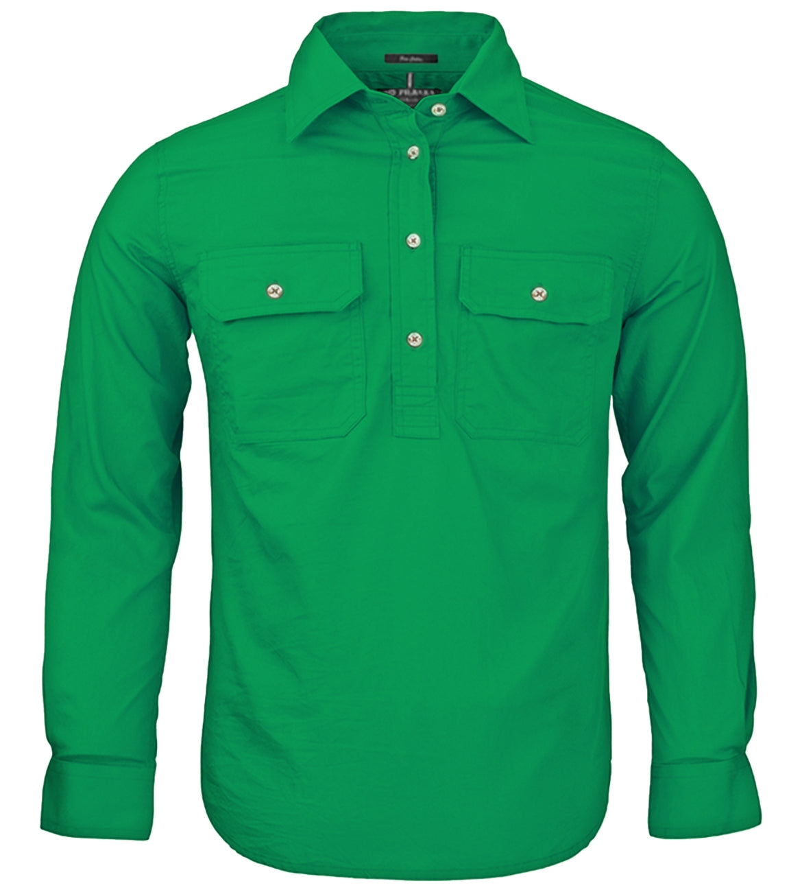 Pilbara - Childrens Closed Front Work Shirt - Kelly Green - TAROOM PONY CLUB EMBROIDERY