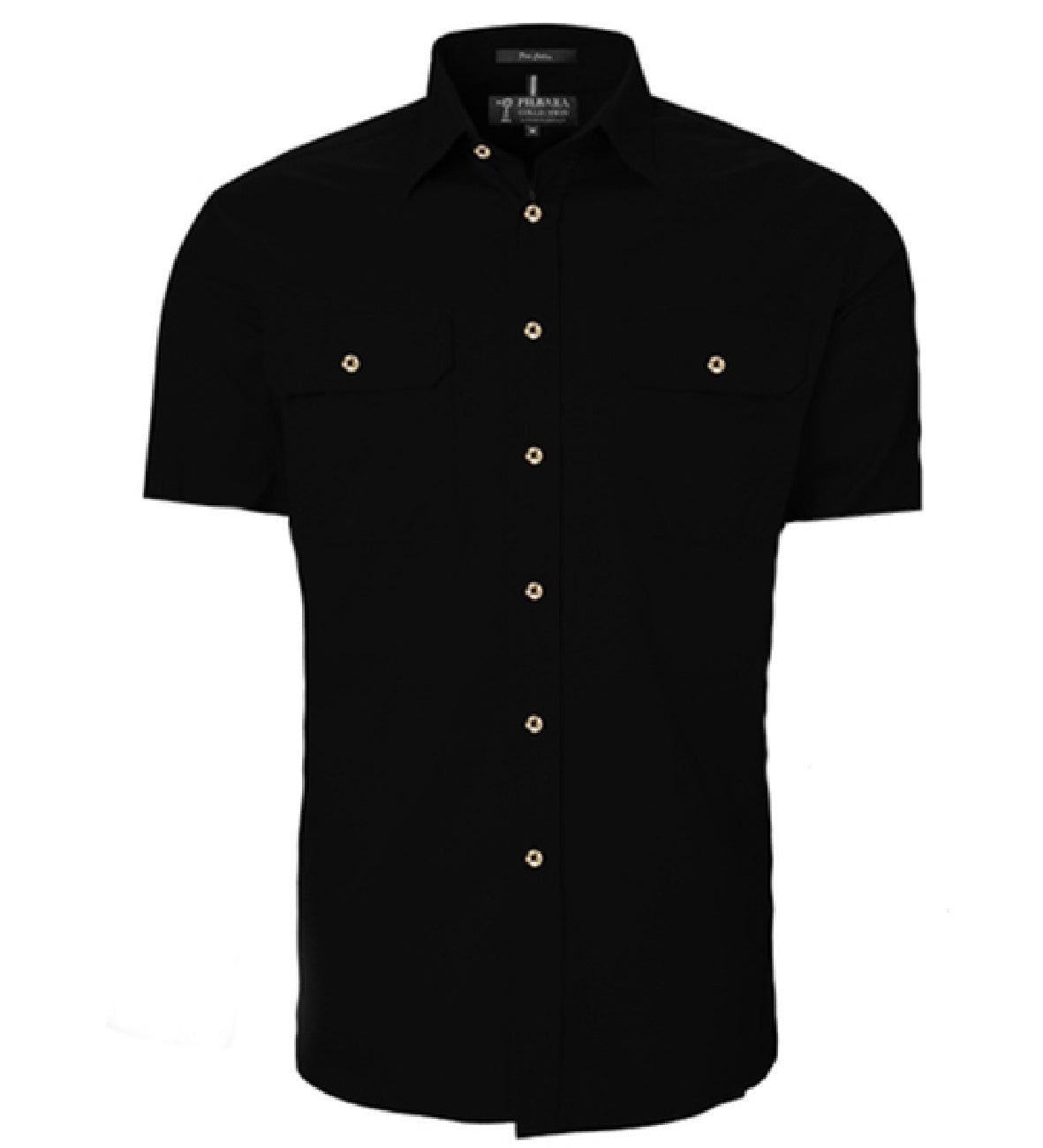 Pilbara - Mens Open Front Work Shirt Short Sleeve  - Black