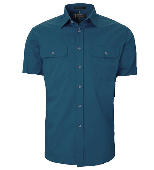 Pilbara - Mens Open Front Work Shirt Short Sleeve  - Diesel