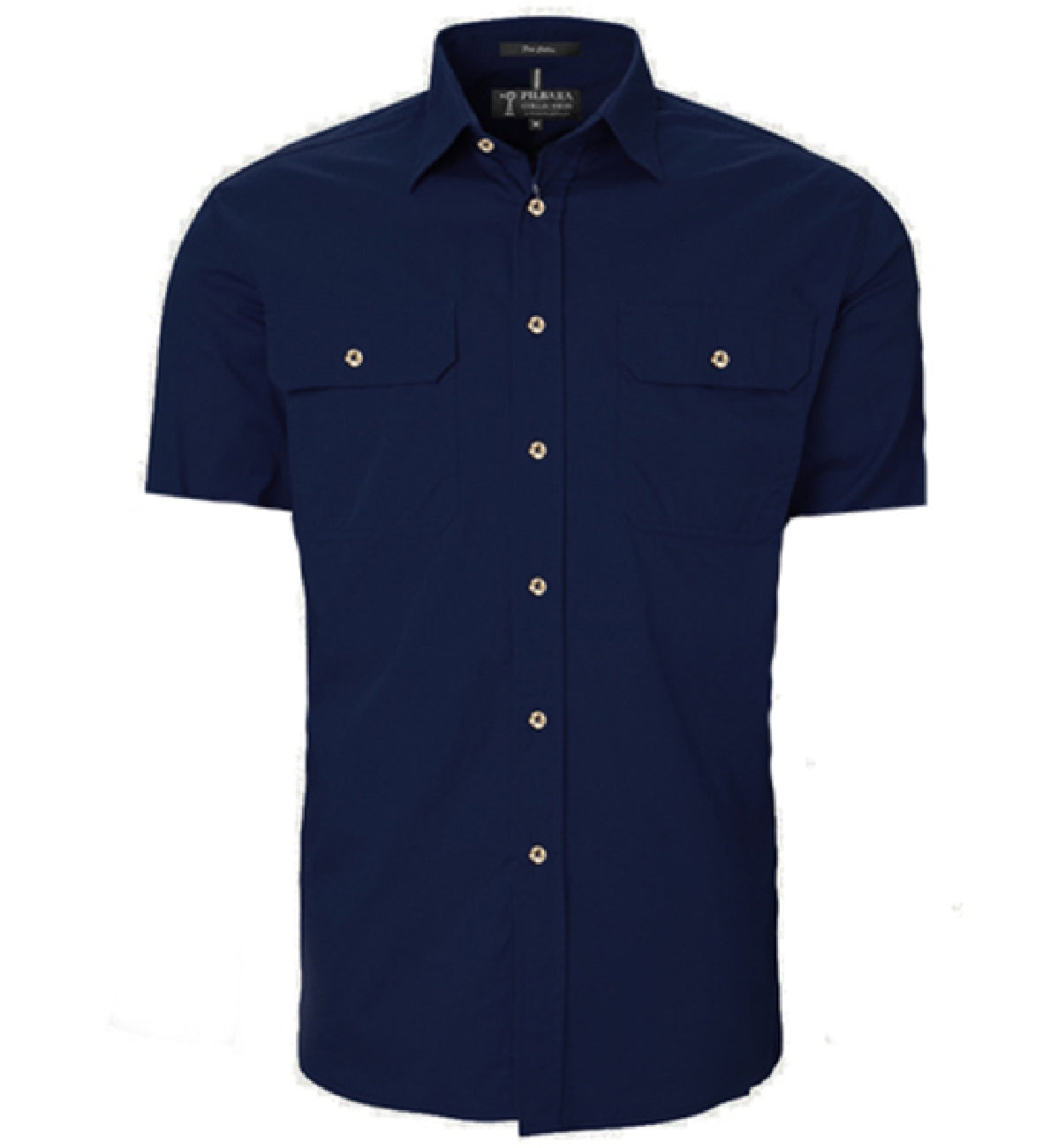 Pilbara - Mens Open Front Work Shirt Short Sleeve  - French Navy