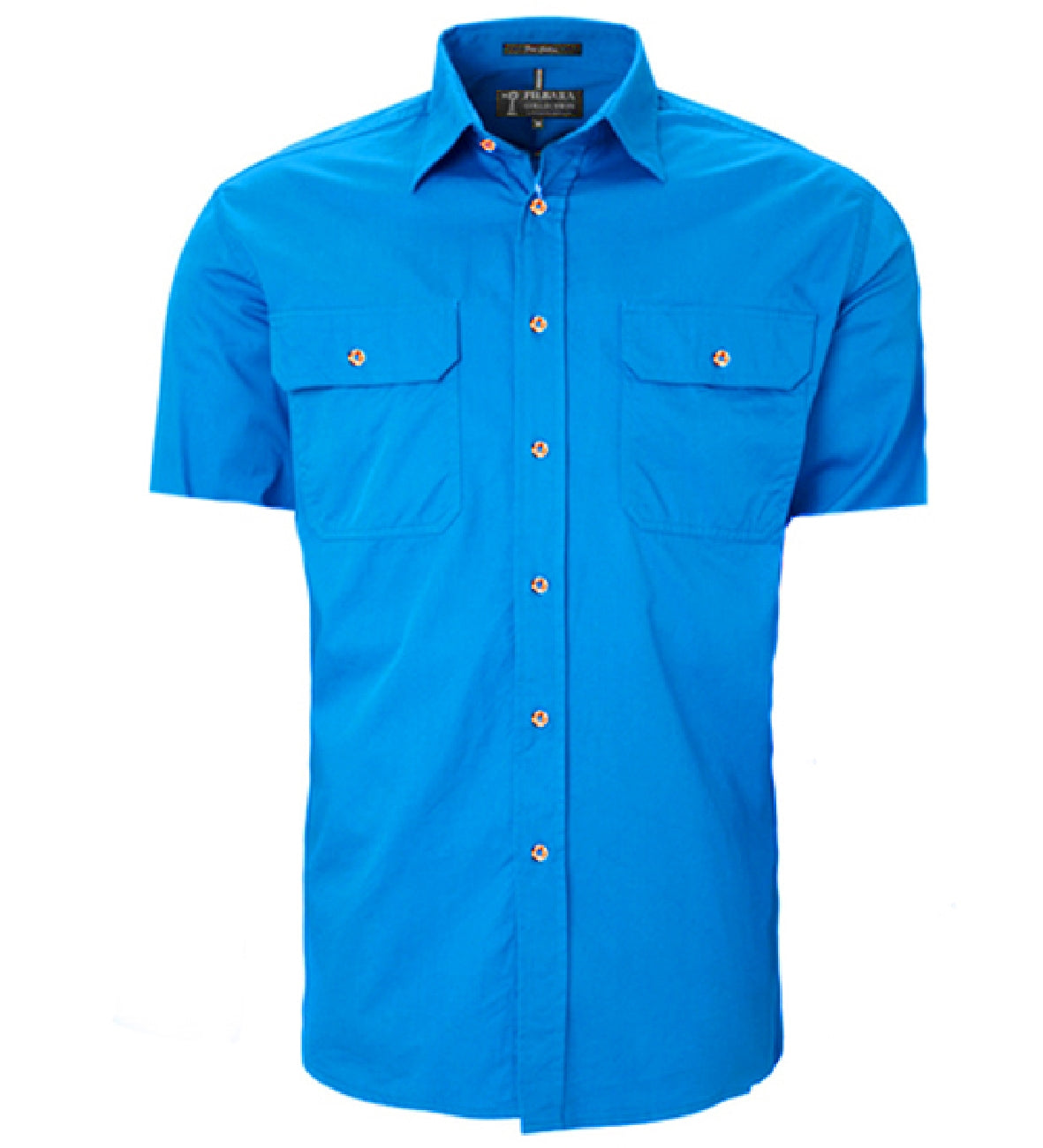 Pilbara - Mens Open Front Work Shirt Short Sleeve  - Light Blue