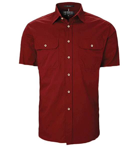Pilbara - Mens Open Front Work Shirt Short Sleeve  - Ochre