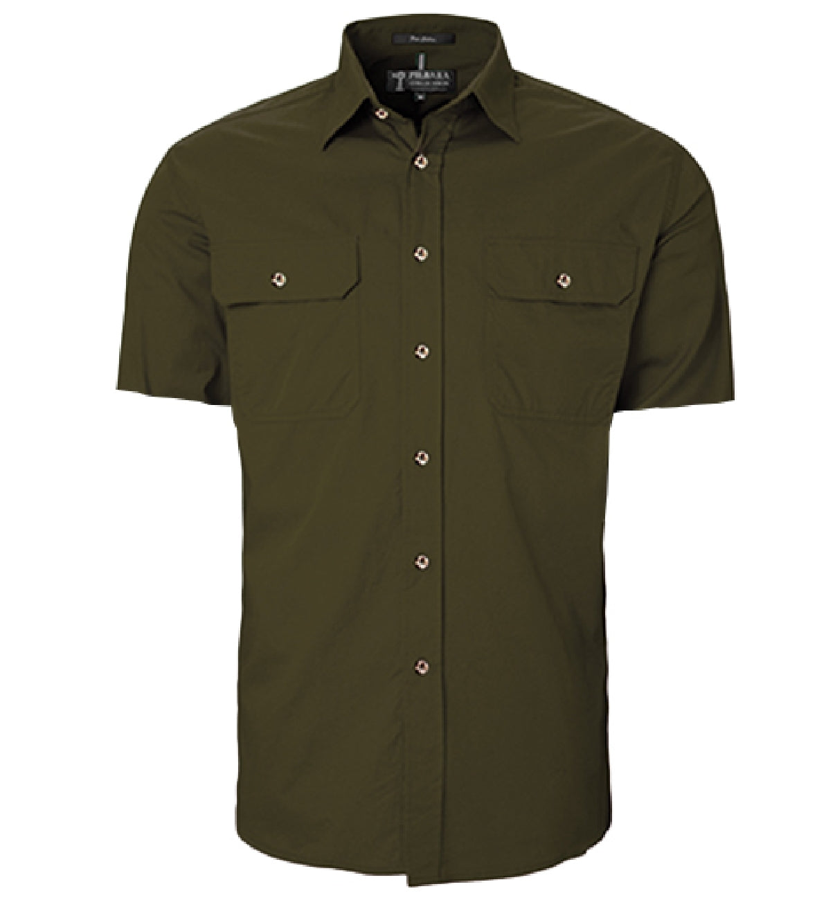 Pilbara - Mens Open Front Work Shirt Short Sleeve  - Olive