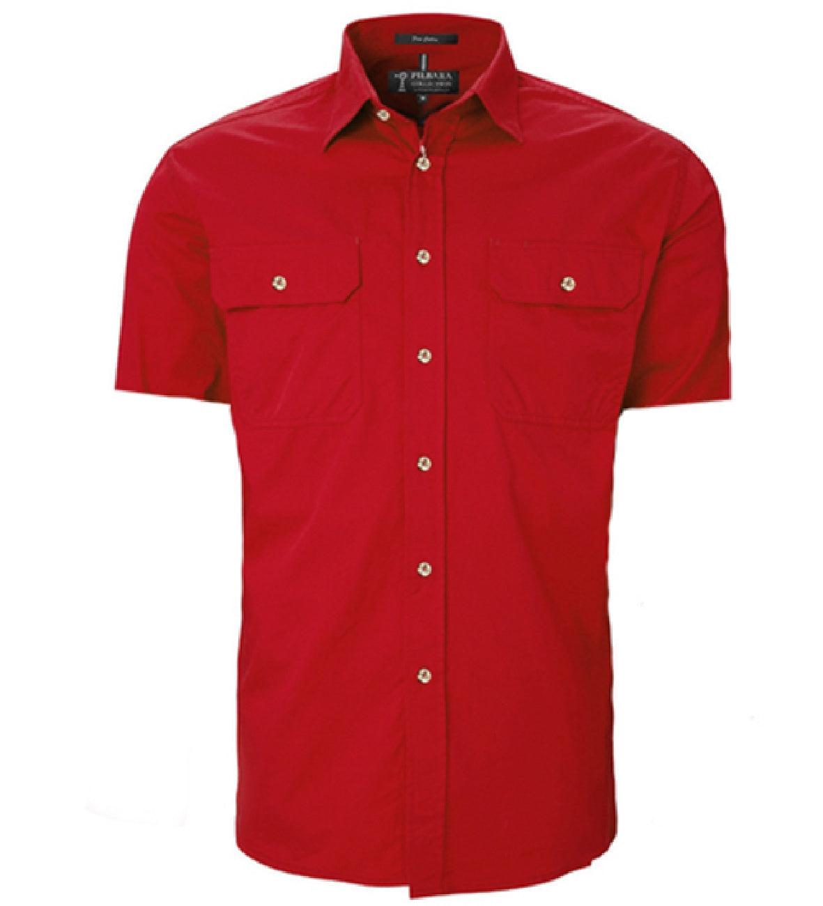 Pilbara - Mens Open Front Work Shirt Short Sleeve  - Red