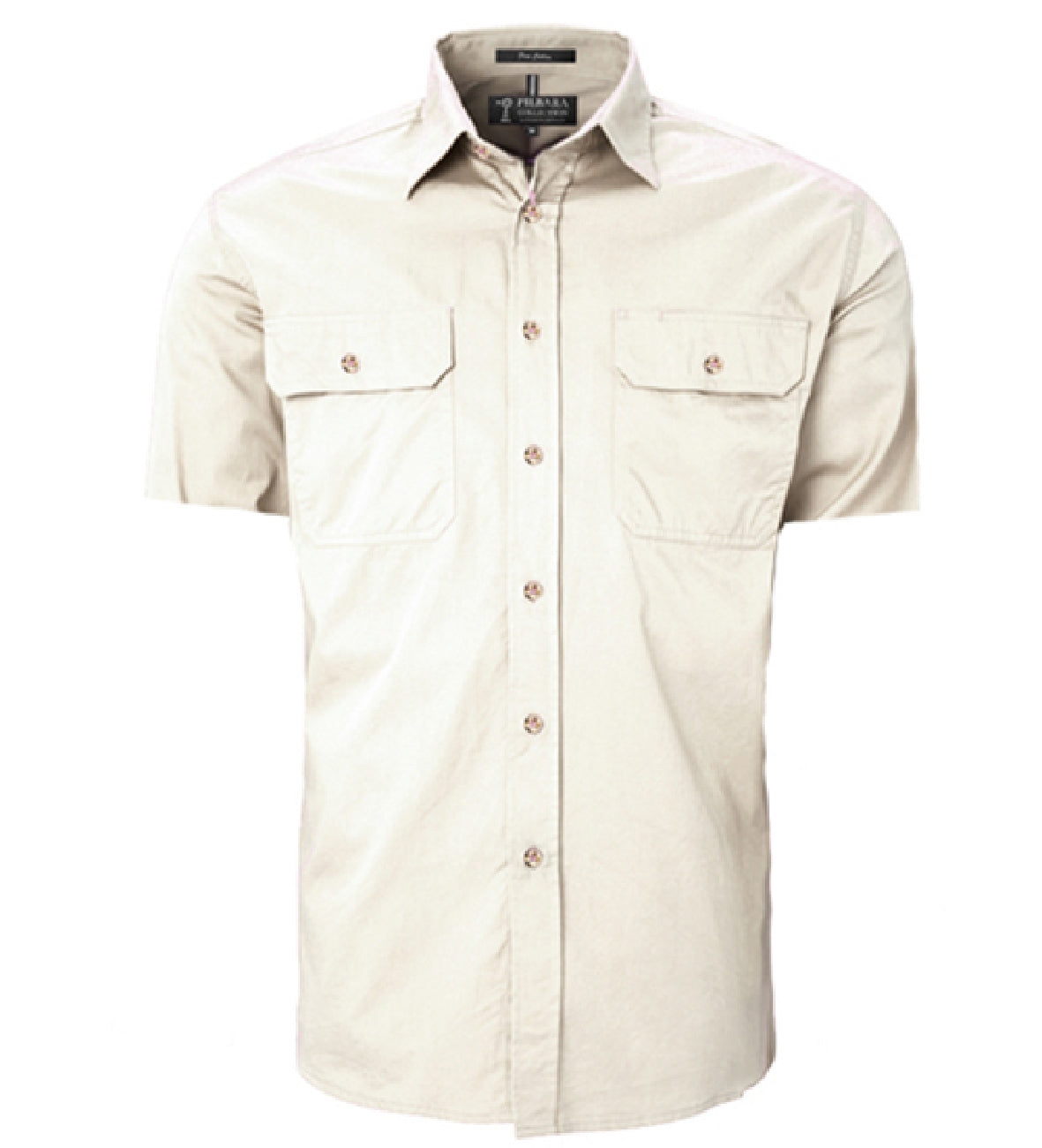 Pilbara - Mens Open Front Work Shirt Short Sleeve  - Stone