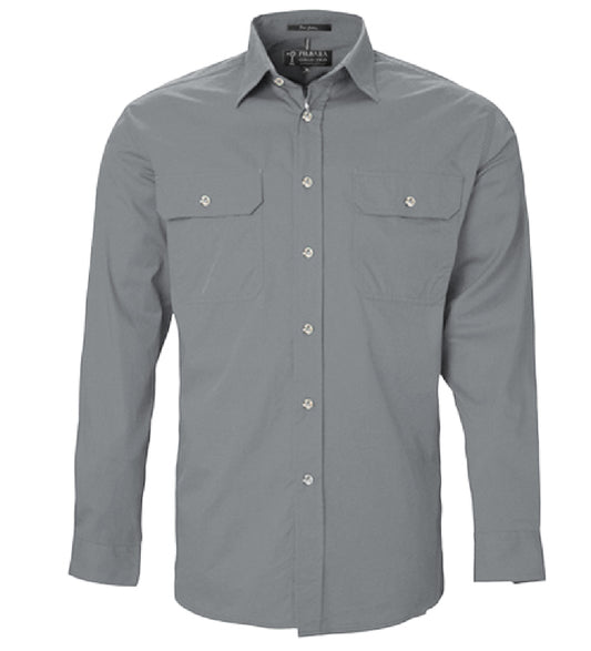 Pilbara - Mens Open Front Work Shirt - Silver