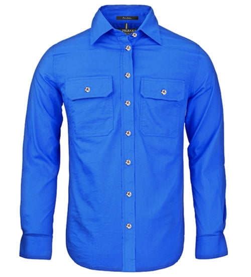 Pilbara - Women's Pilbara Open Front L/S Work Shirt - Cobalt Blue