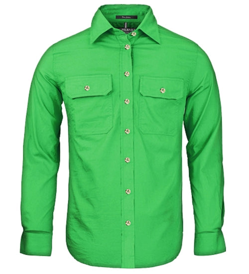 Pilbara - Women's Pilbara Open Front L/S Work Shirt - Emerald