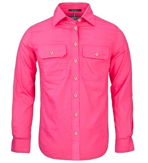 Pilbara - Women's Pilbara Open Front L/S Work Shirt - Hot Pink
