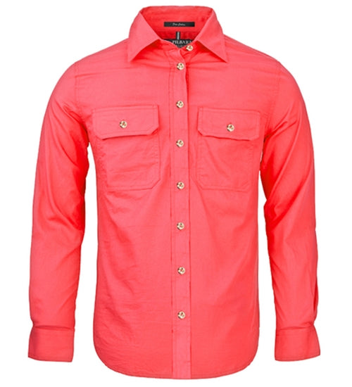 Pilbara - Women's Pilbara Open Front L/S Work Shirt - Watermelon