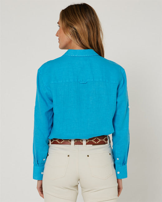 Pilbara Womens Linen Long Sleeve Shirt - Atoll
