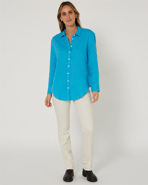Pilbara Womens Linen Long Sleeve Shirt - Atoll