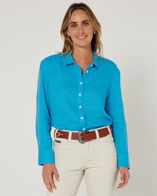 Pilbara - Womens Florence Classic Linen Long Sleeve Shirt - Atoll