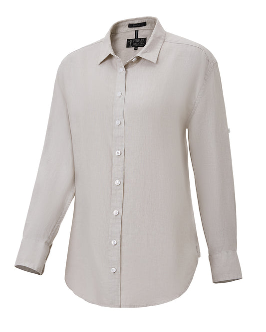 Pilbara - Womens Florence Classic Linen Long Sleeve Shirt - Flax