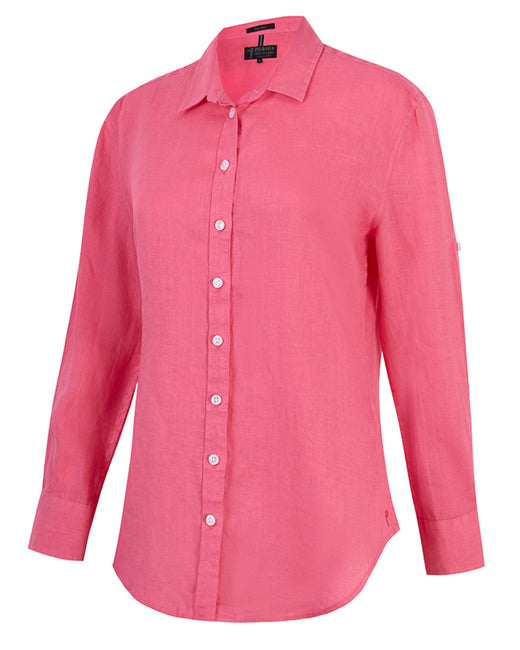 Pilbara - Womens Florence Classic Linen Long Sleeve Shirt - Lipstick