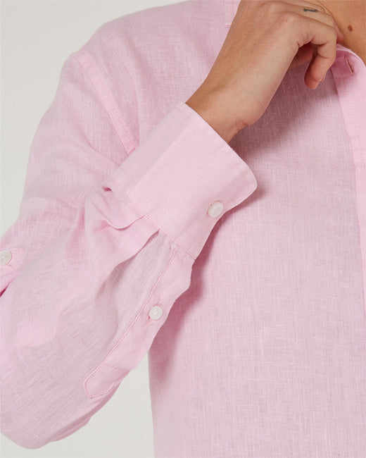Pilbara - Womens Florence Classic Linen Long Sleeve Shirt - Pink