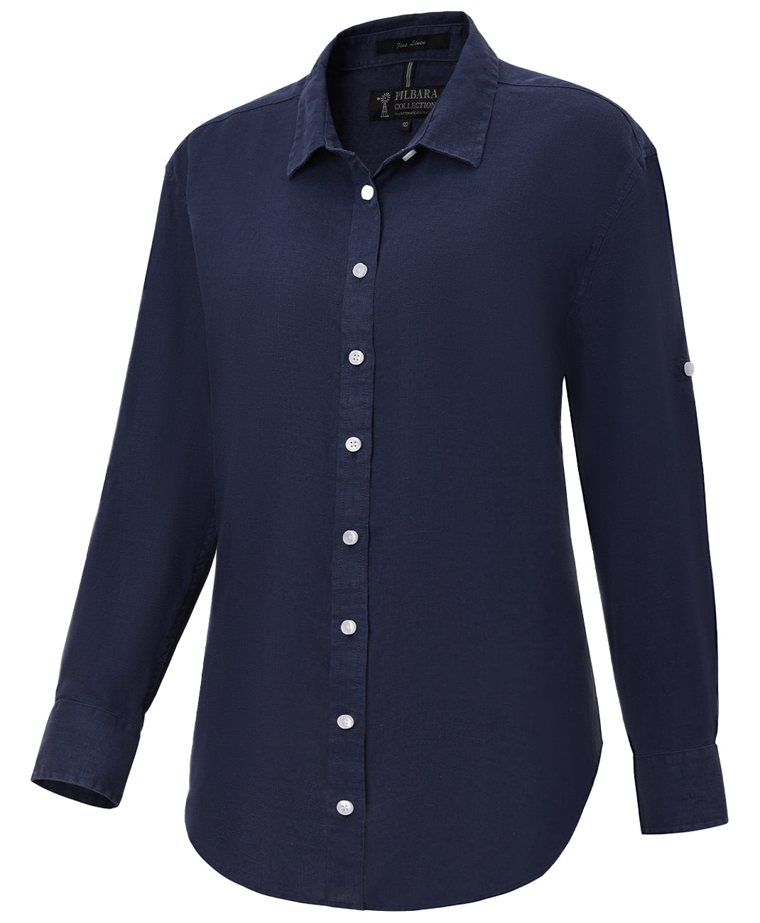 Pilbara-  Womens Florence Classic Linen Long Sleeve Shirt - Navy