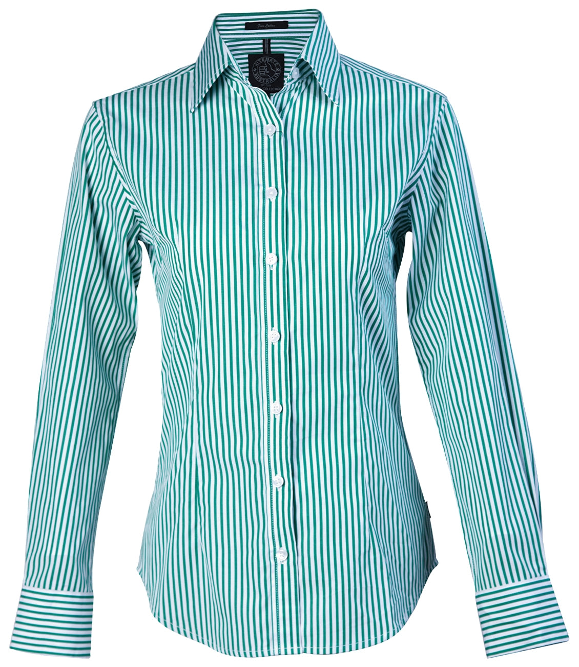 Pilbara - Womens Open Front Shirt - Green Stripes - TAROOM PONY CLUB UNIFORM