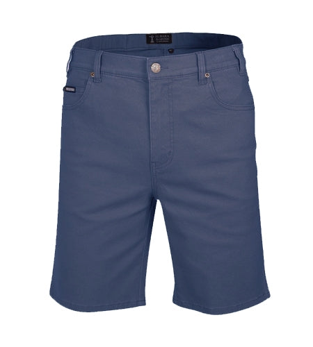 Mens Pilbara Cotton Stretch Jean Short - Gunmetal Blue