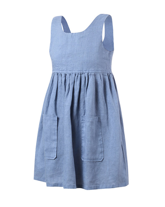 Pilbara - Girl's Zoe Linen Sundress - Slate