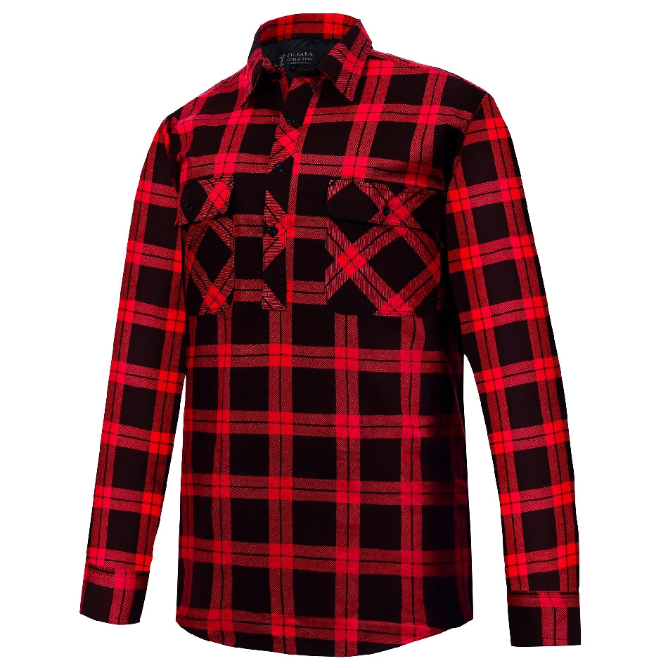 Pilbara Flannelette Shirt - Closed Front - Red/Black