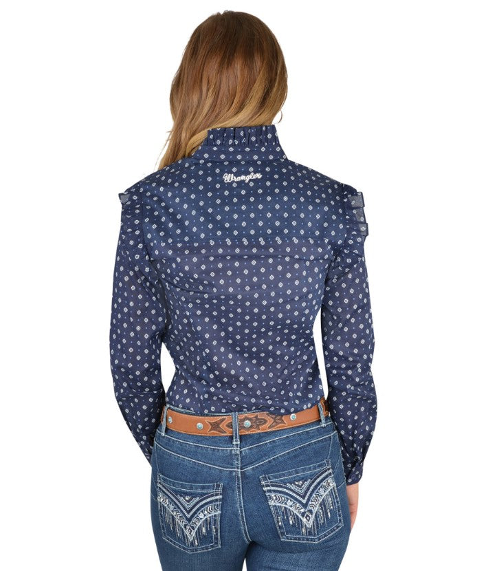 Womens Esther Print Frill L/S Shirt Wrangler