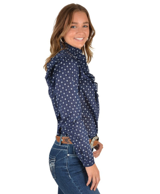 Womens Esther Print Frill L/S Shirt Wrangler