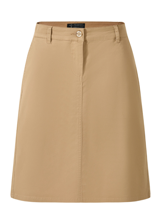 Pilbara - Womens Chino A-Line Skirt - Caramel