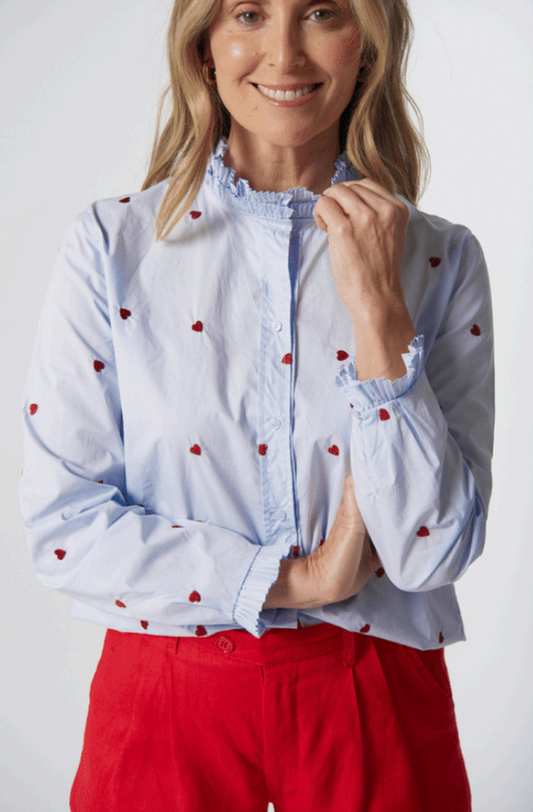 Goondiwindi Cotton - Out West Cotton Blouse - Heart Print