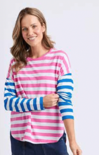 Elm Lifestyle - Rouge Stripe LS Tee - Pink & White Stripe