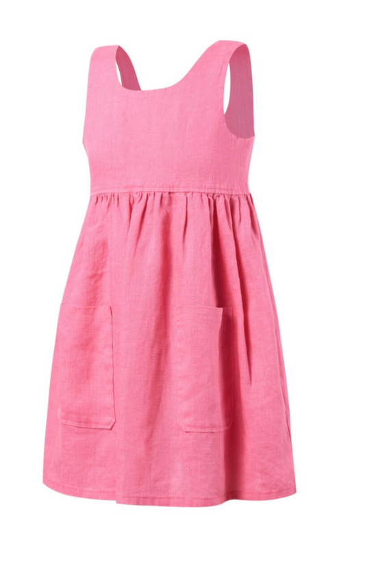 Pilbara - Girl's Zoe Linen Sundress - Lipstick