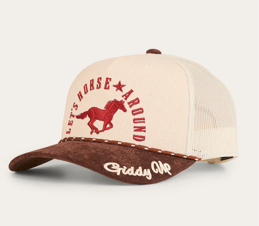 Ringers Western - Lets Horse Around Trucker Cap - Off White / Chocolate