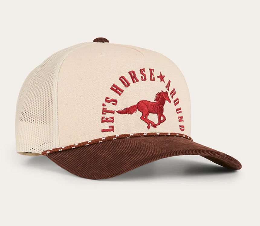 Ringers Western - Lets Horse Around Trucker Cap - Off White / Chocolate