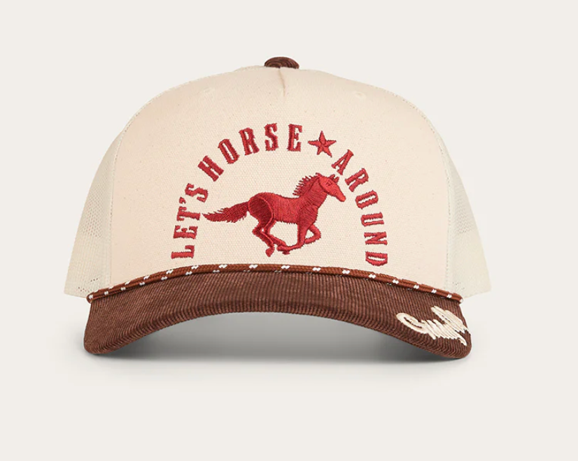 Ringers Western - Lets Horse Around Trucker Cap - Off White / Chocolate