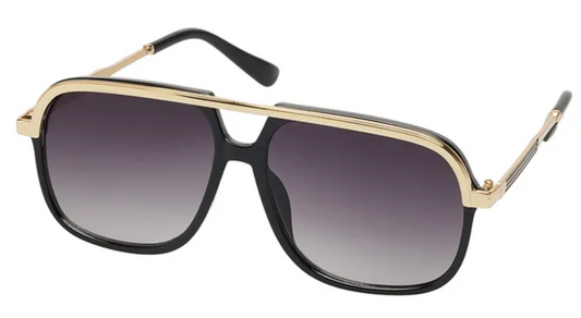 Unity - Retro Vintage Sunglasses - Black - 5536B