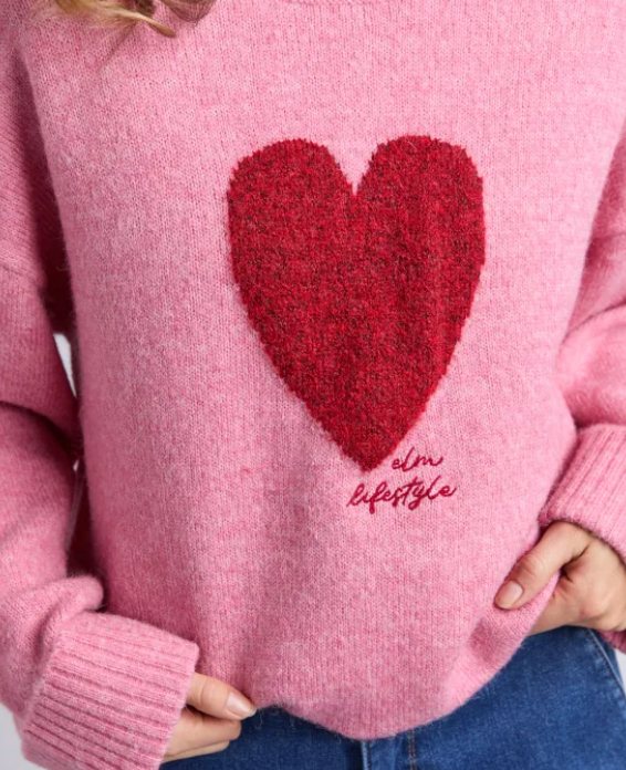 Elm Lifestyle - Intersia Heart Knit- Quartz Pink