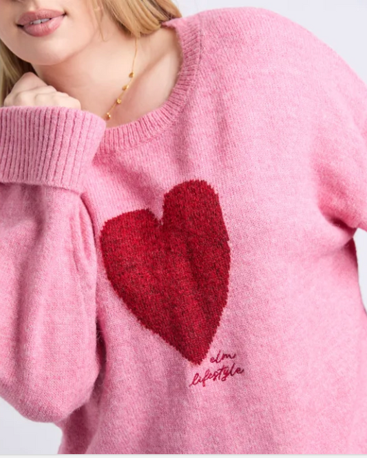 Elm Lifestyle - Intersia Heart Knit- Quartz Pink