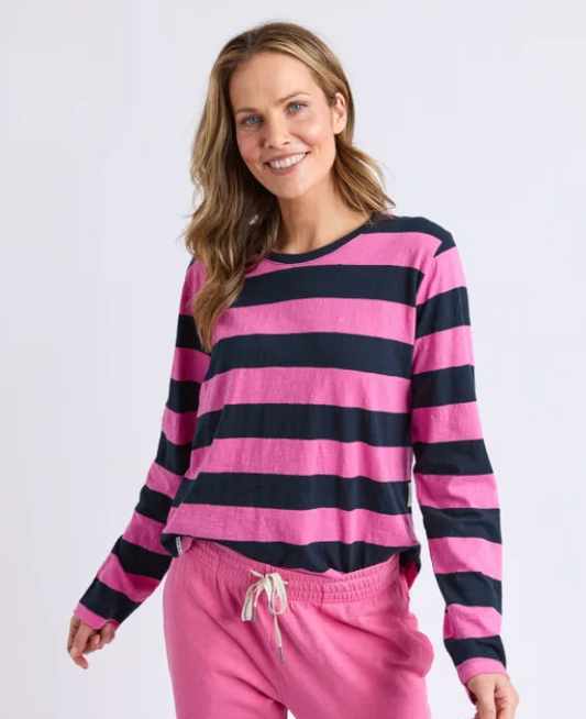 Elm Lifestyle - Sprtitz Stripe L/S Tee - Hot Pink/Navy