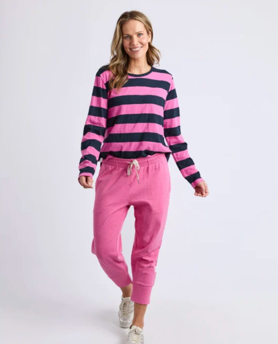 Elm Lifestyle - Sprtitz Stripe L/S Tee - Hot Pink/Navy