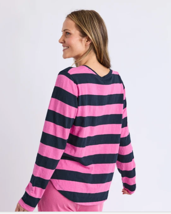 Elm Lifestyle - Sprtitz Stripe L/S Tee - Hot Pink/Navy