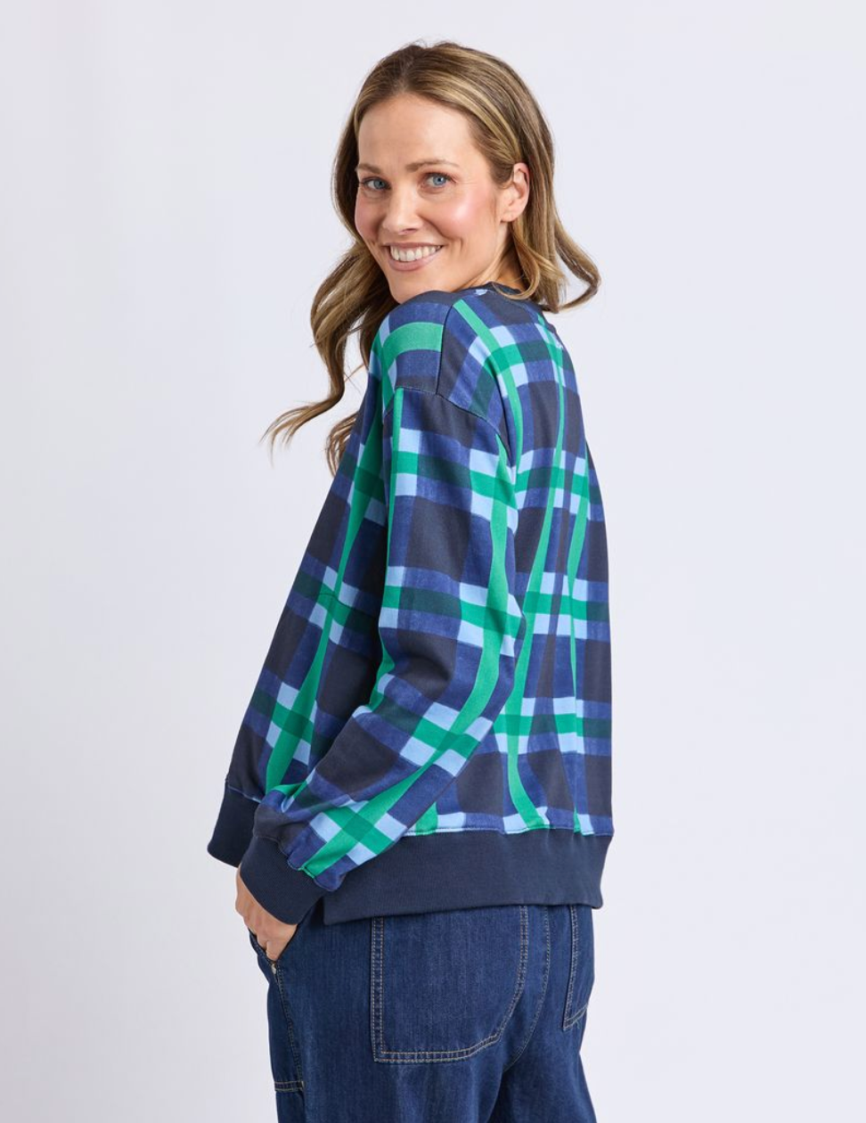 COMING SOON - Elm Lifestyle - Bari Crew - Blue Check Yardage Print