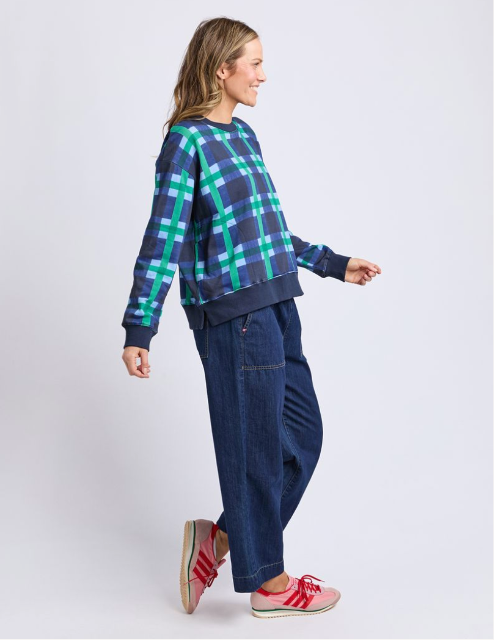 COMING SOON - Elm Lifestyle - Bari Crew - Blue Check Yardage Print