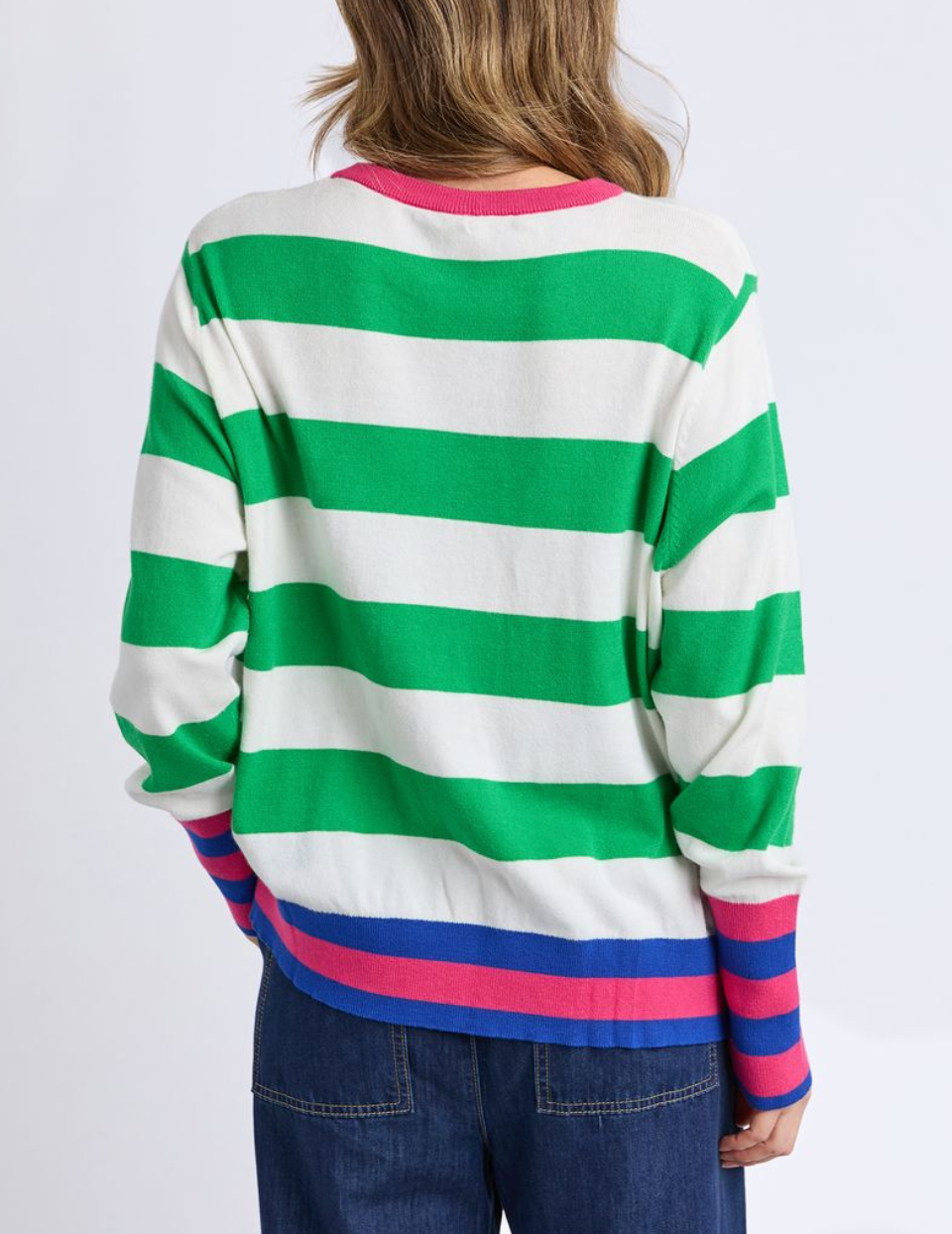 Elm Lifestyle - Reggie Long Sleeve Knit - Green/White Stripe