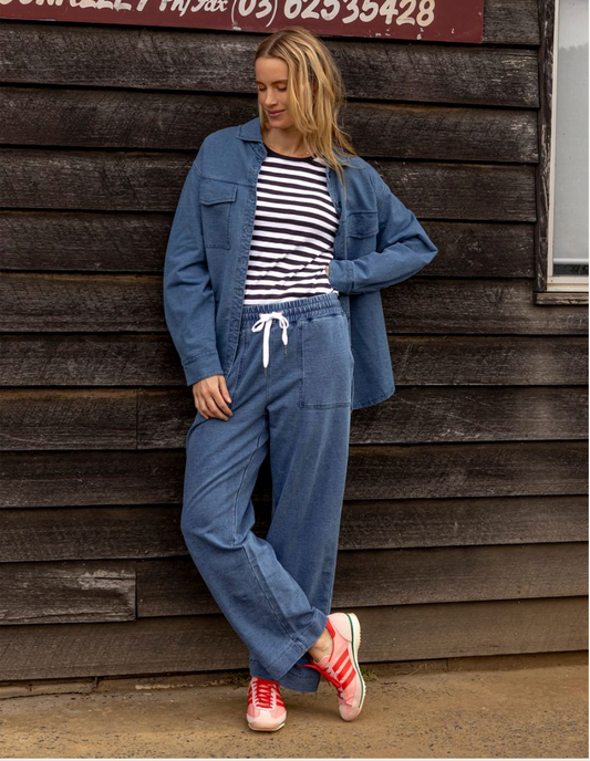 Elm Lifestyle - Valerie Track Pant - Blue Denim Look