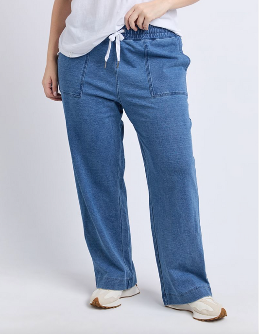 Elm Lifestyle - Valerie Track Pant - Blue Denim Look