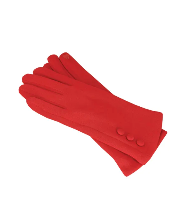 AOM - Vermont - Polyester Stretch Button Glove - Red