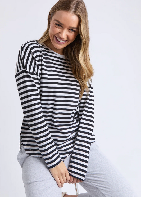Elm Lifestyle - Lauren L/S Tee - Black/White Stripe