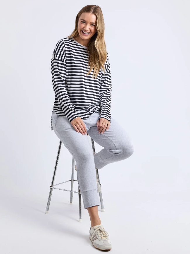 Elm Lifestyle - Lauren L/S Tee - Black/White Stripe
