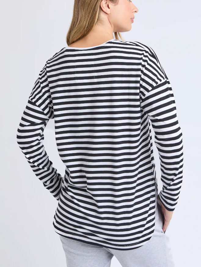 Elm Lifestyle - Lauren L/S Tee - Black/White Stripe
