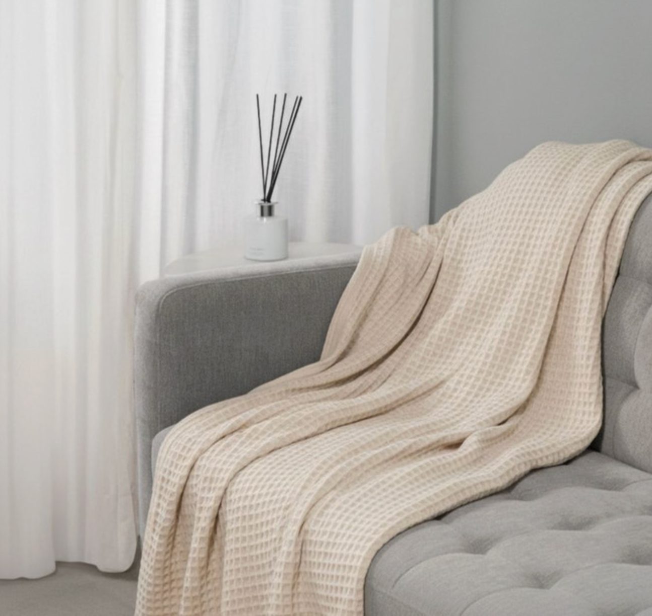 Canningvale - Luxury Cotton Waffle Throw - Oatmeal